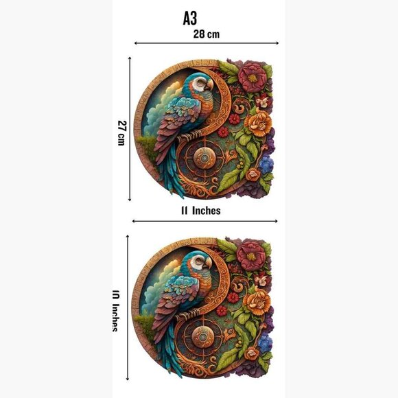 Parrot Yin Yang wooden jigsaw puzzle - Picture 3 of 4